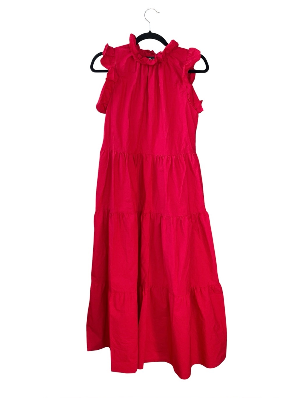 Chepe Italy Cotton Ruffled Tiered Maxi Dress Red L